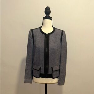 Sandro Women's Blue Blazer with Black Accents